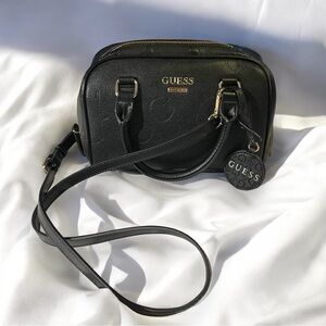 GUESS Black Barrel Crossbody Satchel